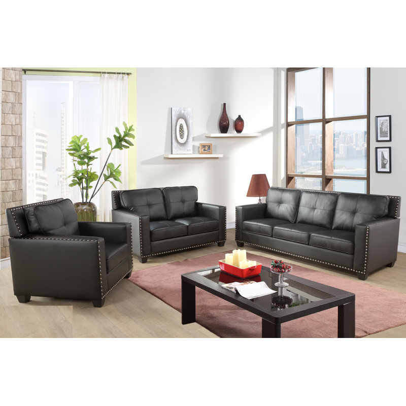 Latitude Run® Trendyn 3 Piece Faux Leather Living Room Set & Reviews